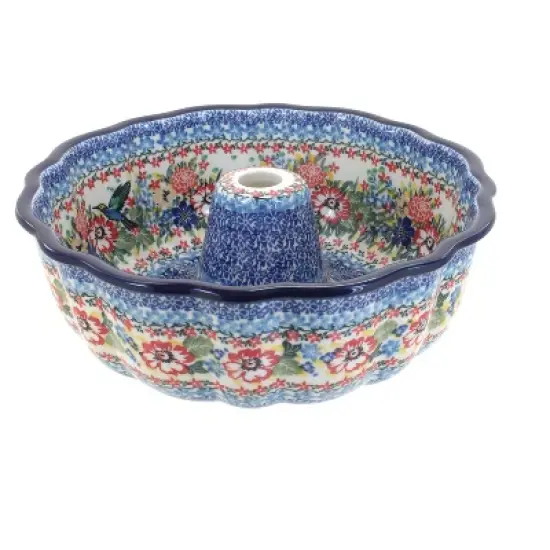 Blue Rose Polish Pottery A55 Ceramika Artystyczna Ring Cake Pan image {2}