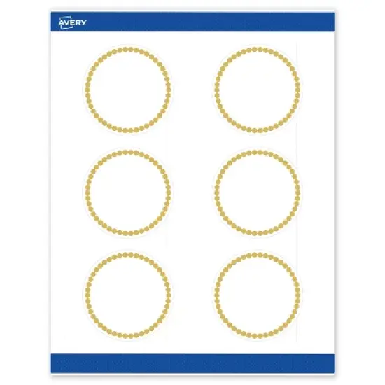 Avery Printable Round Labels, Gold Beads, 3" Diameter, Matte White Round Labels, Permanent, Laser/Inkjet, 60ct, Great for Product Labels image {8}