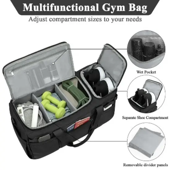 Tactical Travel Duffel bag with Removable Dividers & Shoe Compartment, Weekender Carry on Bag image {5}
