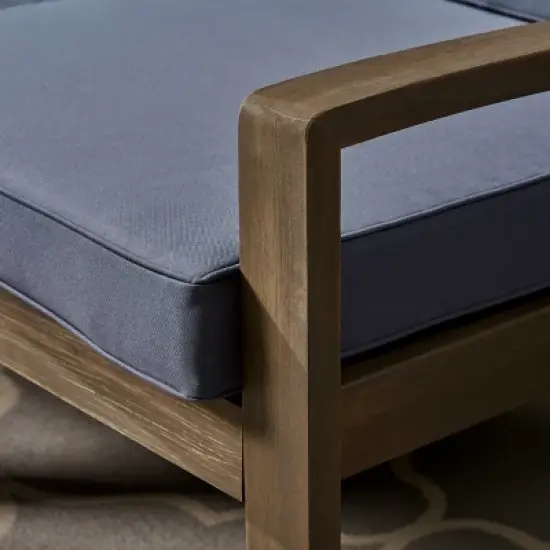 GDFStudio Parma Acacia Wood 3 Seater Sectional Sofa Set with Ottoman image {11}