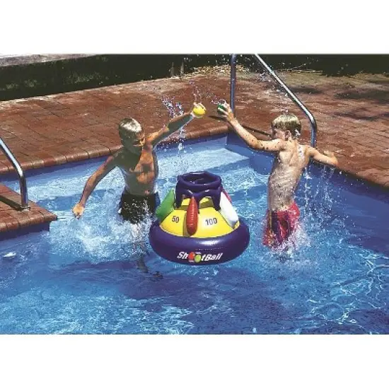 Swimline 28" Inflatable Multi-Port Shootball Floating Pool Game with Three Balls - Blue/Yellow image {3}