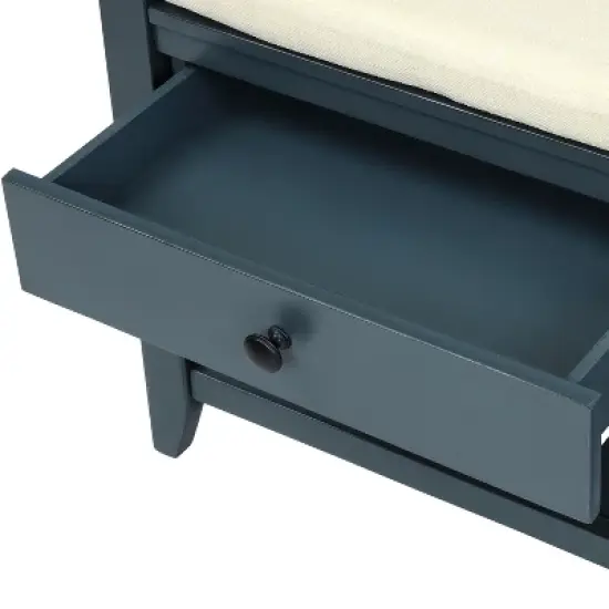 Entryway Storage Bench with Cushioned Seat, Shoe Rack and Drawers-ModernLuxe image {6}