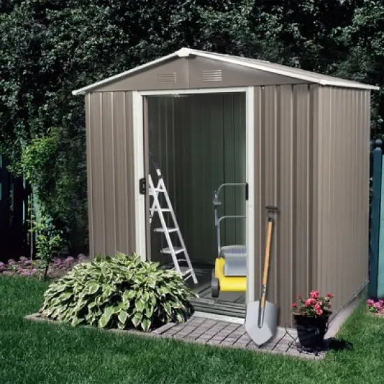 MOEPISY 6ft x 5ft Outdoor Metal Storage Shed gray image {1}