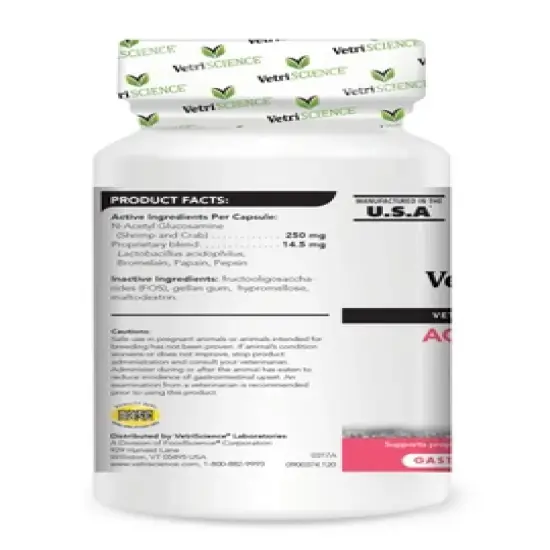 VetriScience Acetylator Digestive Health for Dogs & Cats, 120 Capsules image {2}