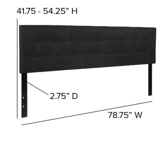 Flash Furniture Bedford Tufted Upholstered King Size Headboard in Black Fabric image {3}