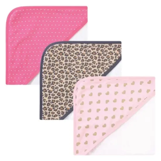 Hudson Baby Infant Girl Cotton Rich Hooded Towels, Leopard, One Size image {2}