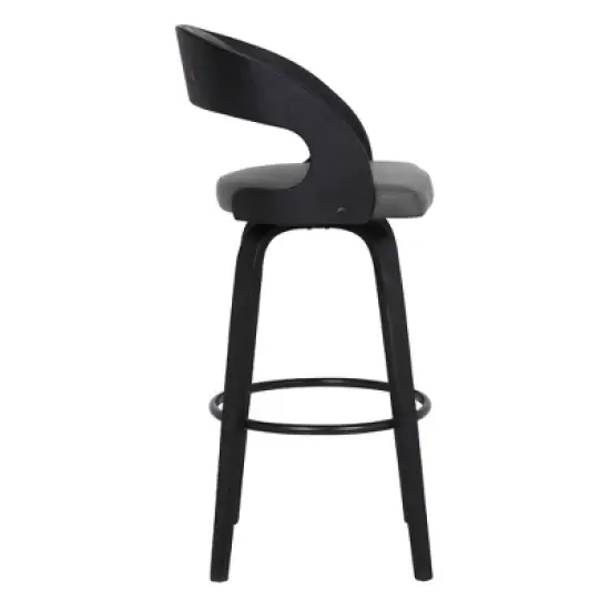 30" Shelly Contemporary Barstool Black/Gray - Armen Living image {2}