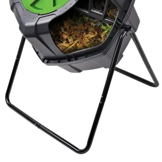 Tumbleweed 110 Liter 29 Gallon Indoor Outdoor Drum Waste Container Bin Garden Compost Tumbler with Stand and Twist Lid, Plastic, Black and Green image {4}
