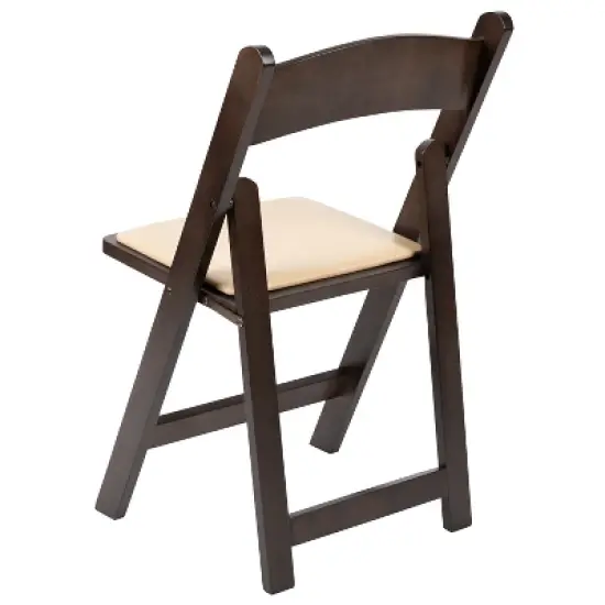 Emma and Oliver Chocolate Wood Folding Chair with Detachable Vinyl Padded Seat image {9}