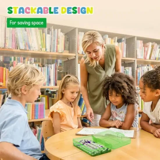 4E's Novelty 4 Pack Large Pencil Case Boxes, Pencil Boxes Bulk Classroom, Teacher Containers Box image {2}