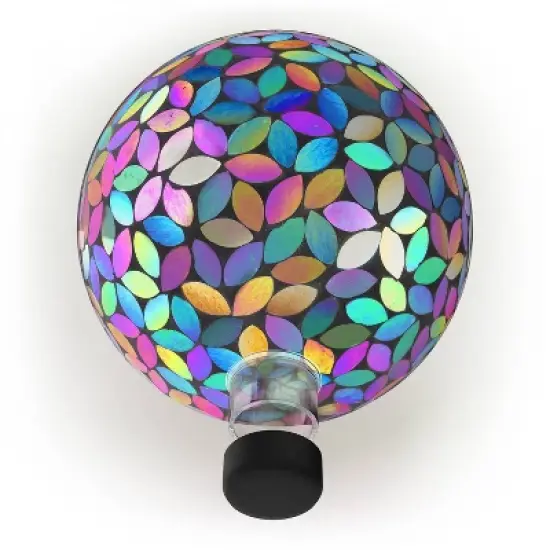 11" Solar Mosaic Iron/Glass Gazing Globe with Stand Purple - Alpine Corporation image {2}
