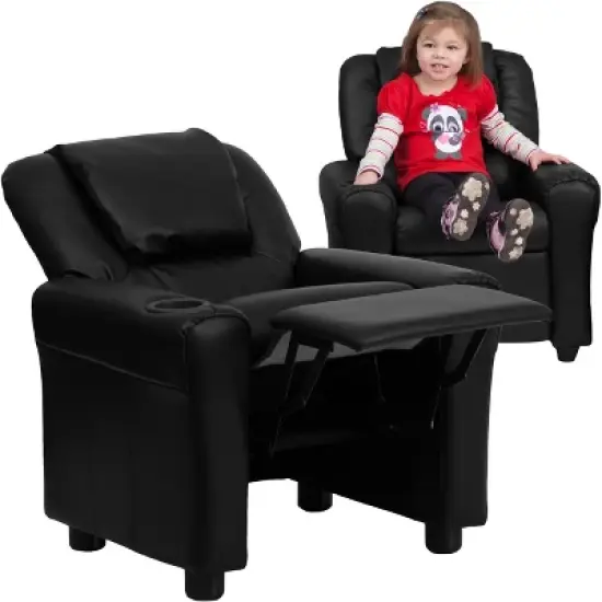 Emma and Oliver Contemporary Kids Recliner with Cup Holder and Headrest image {3}