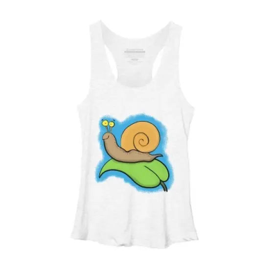 Women's Design By Humans Cute, happy snail on a leaf cartoon illustration By thefrogfactory Racerback Tank Top image {4}