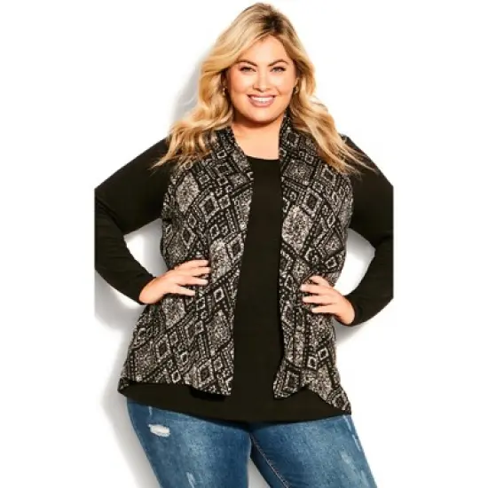 Women's Plus Size Hacci Duet Print Tunic  - Mono Diamond | AVENUE image {2}