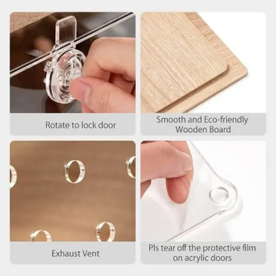 Mewoofun Pet Crates And Houses Large Hamster Cage Wooden Gerbil Cage, Hamster House with Openable Roof Window, Brown, 39.4"*19.7"*19.7" image {6}