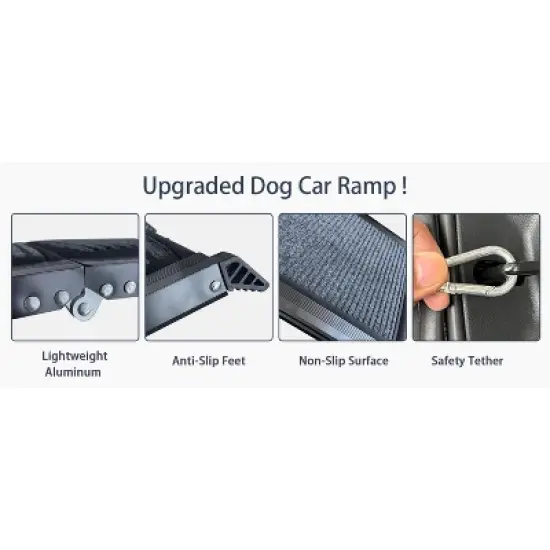 Gulches  Dog Ramp for Medium & Large Car 63" Long & 17" Wide Pet Stair Ramp with Non-Slip Rug Surface image {11}