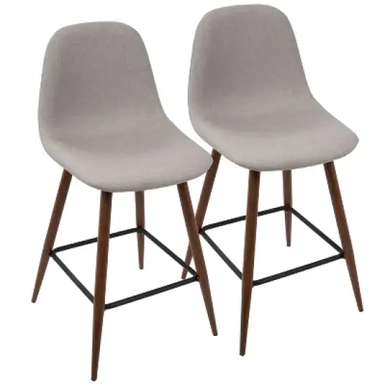 Set of 2 Pebble Mid-Century Modern Counter Height Barstools - LumiSource image {11}