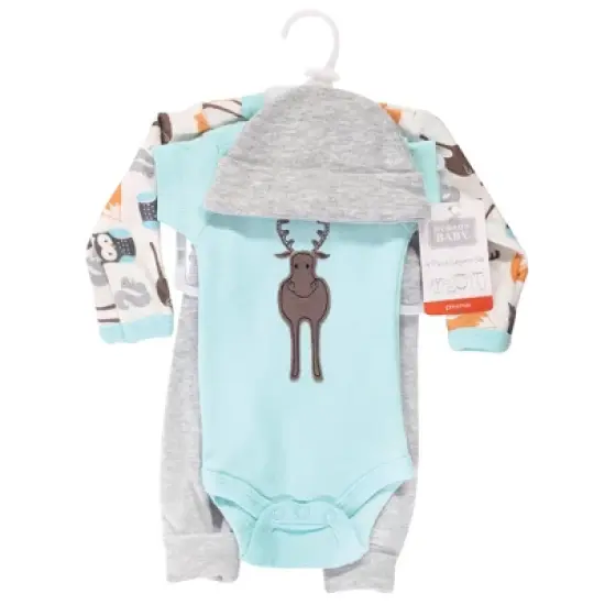 Hudson Baby Infant Unisex Preemie Layette Set 4-Piece, Moose, Preemie image {1}