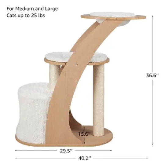 unipaws All-in-One Modern Cat Tree &ndash; Tall Tower with Condo, Scratching Post & Hammock Bed image {1}