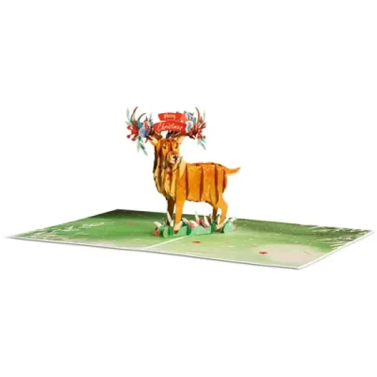 Paper Love 3D Christmas Reindeer Pop Up Christmas Card, 100% Recycled and Eco-Friendly, 8" x 6" Cover - With Note Tag image {5}