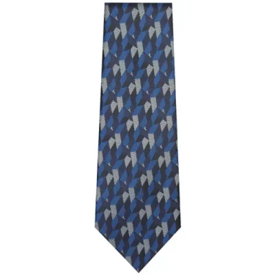 TheDapperTie Men's Royal Blue Geometric Necktie with Hanky image {1}