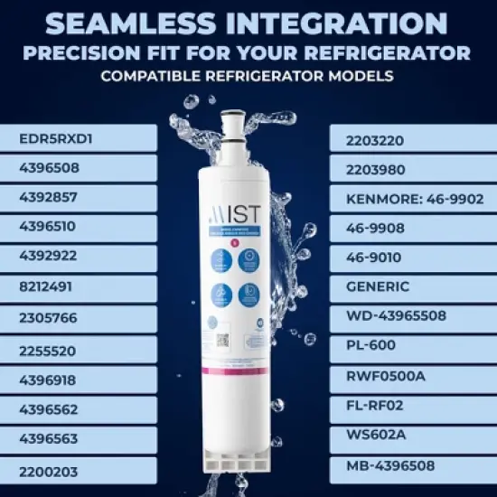 Mist 4396508 & EDR5RXD1 Water Filter Replacement Compatible Whirlpool Models: 4396508 4396510 2pk image {3}