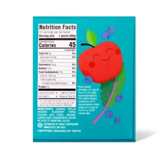 Organic Apple Blueberry Kale Fruit & Vegetable Puree Pouches - 38.04oz/12ct - Good & Gather&trade; image {1}