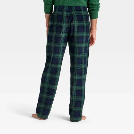 Men's Plaid Microfleece Holiday Matching Family Pajama Pants - Wondershop&trade; Navy Blue image {1}