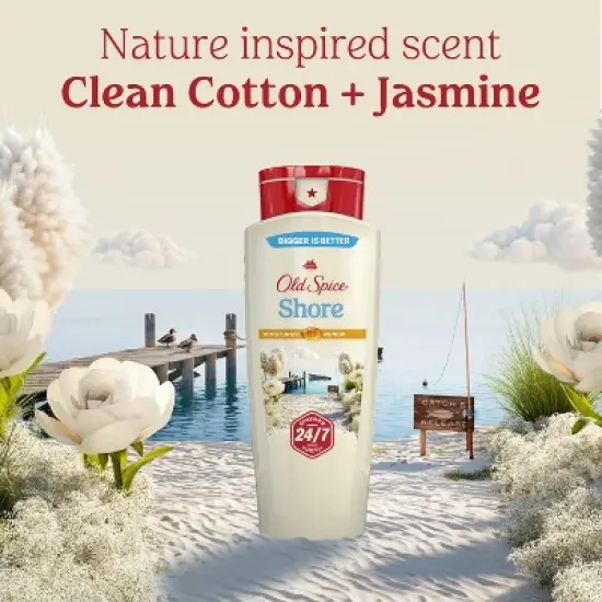 Old Spice Body Wash for Men - Shore - Clean Cotton & Jasmine Scented - 18 fl oz image {4}