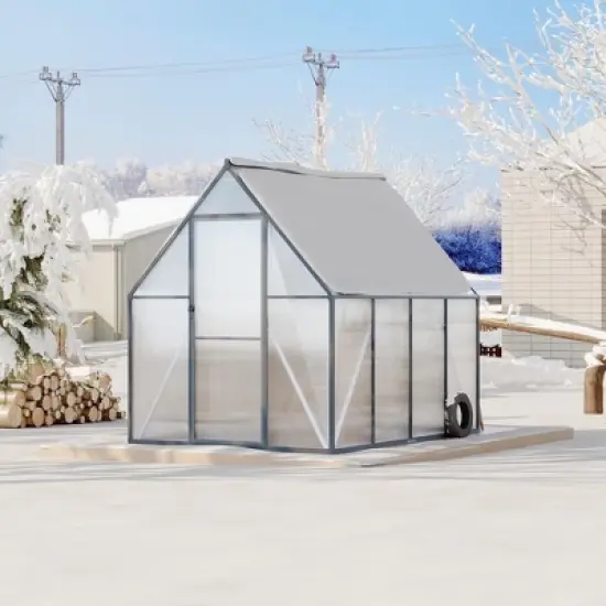 Aluminum-Framed Polycarbonate Greenhouse, Heavy Duty, with Quick Setup Structure and Roof Vent, Large Enhanced Aluminum GreenhouseKit for Outdoors image {7}