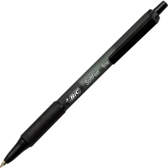 BIC Soft Feel Ballpoint Pens Fine Point 0.8 mm Black Barrel Black Ink - Pack of 12 image {1}