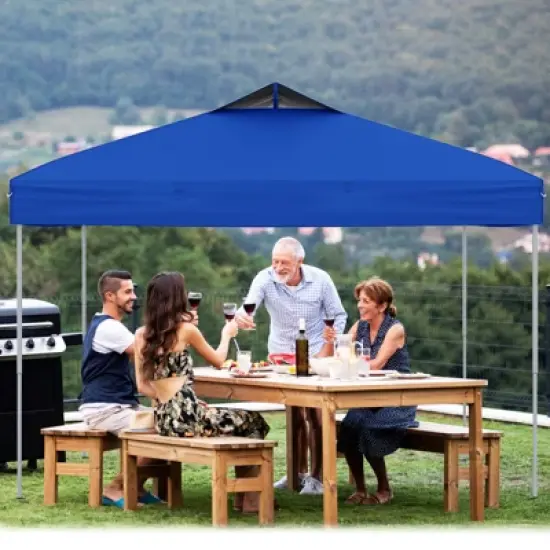 Costway 10 X 10 FT 1-Person Setup Pop up Canopy Tent with 1-Push Center Lock Wind Ropes Blue/Pink/Gray/Navy/White image {3}