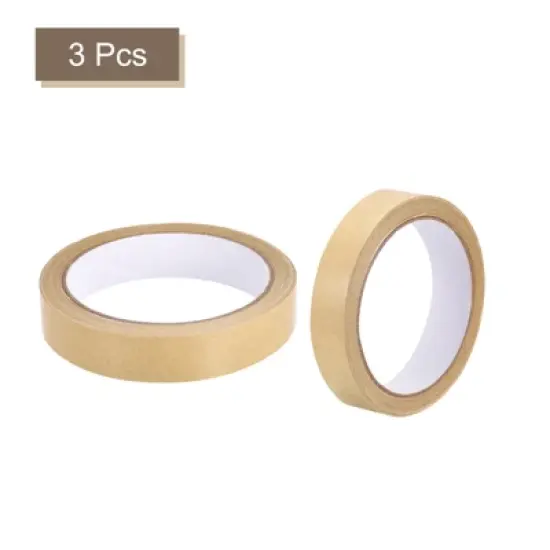 Unique Bargains Paper Adhesive Packing Tape for Masking Sealing Brown 3 Pcs image {2}