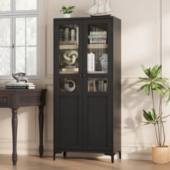 Tall Storage Cabinet, Kitchen Pantry Cabinet 5 Tier Bathroom Cabinet with 4 Doors Adjustable Shelves for Kitchen, Dining Room, Bathroom image {7}