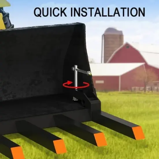 Acekool Clamp-On Debris Forks for 60" Tractor Bucket, 4000 lbs Capacity, Quick Attach Pallet Fork, 6 Tines for Loader, Skid Steer, Farm image {3}