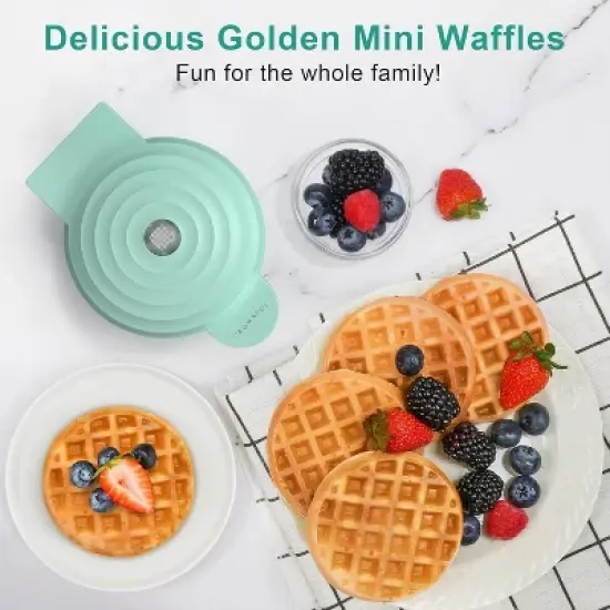 Crownful Mini Waffle Maker Machine, 4 Inch Chaffle Maker with Compact Design（Green） image {6}