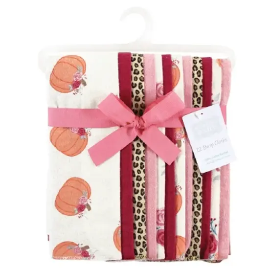 Hudson Baby Infant Girl Cotton Flannel Burp Cloths Bundle, Cutest Pumpkin, One Size image {1}