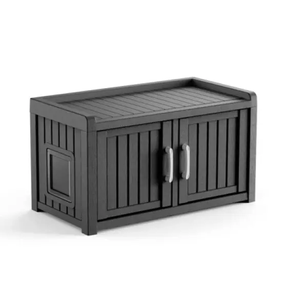 Dolonm Cat Litter Fence,Three Compartments, Cat Cabinet, Hidden Cat Litter Box, Home Style Storage Stool,Black image {1}