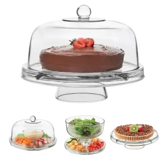 Libbey Selene 6 in 1 Multiuse Glass Server, Punch Bowl, Chip and Dip Bowl, Cake Stand image {8}