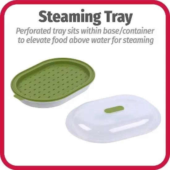 GoodCook BPA-Free Plastic Microwave Vegetable and Fish Steamer, Green,Green image {4}