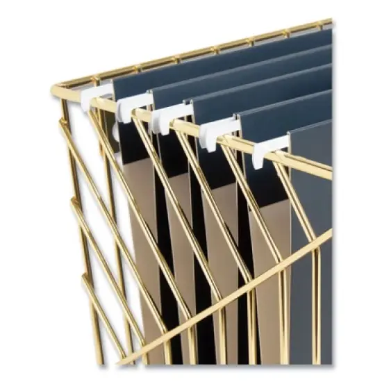 U Brands Vena Hanging File Basket, Letter Size, 6.85" Long, Gold image {3}