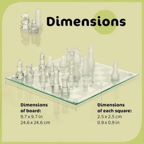 Modern 9.7" Glass Chess Set with Solid Clear & Frosted Pieces, Crystal Board, Felt Padding Included &ndash; Elegant & Durable Deluxe Game Set image {3}
