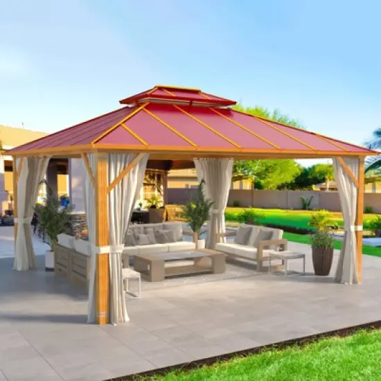 EROMMY 14 Ft. W x 12 Ft. D Aluminum Patio Gazebo image {8}