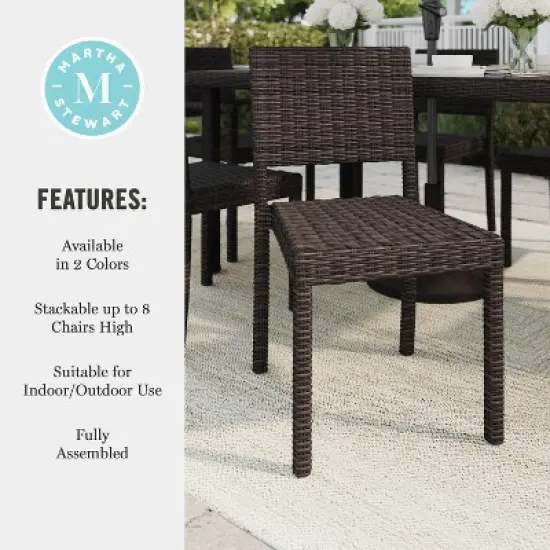 Martha Stewart Bedford Indoor-Outdoor Stackable Patio Dining Chair in Rattan Wicker image {8}