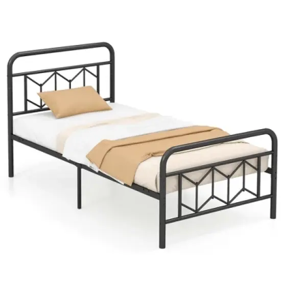Costway Twin/Full/Queen/King Size Bed Frame Mattress Foundation with Headboard 12.5" Under-bed Storage Black image {1}