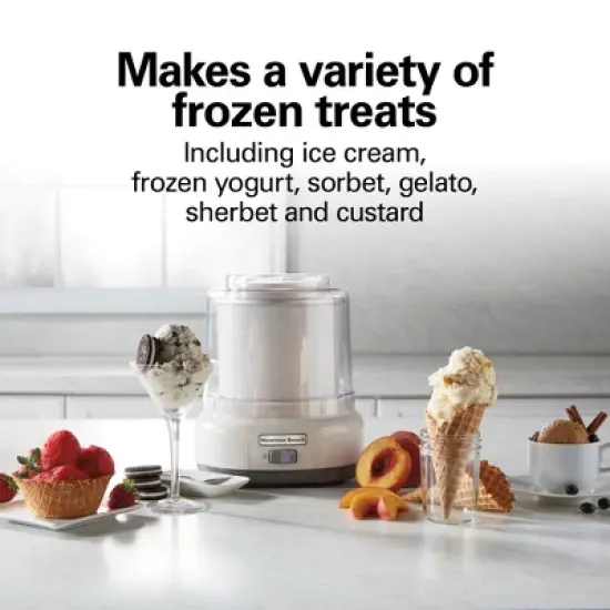 Hamilton Beach 1.5 Quart Ice Cream Maker White 68880: Electric Machine, 20 Min Cycle, 1.5 Qt Capacity, Hand Wash image {3}
