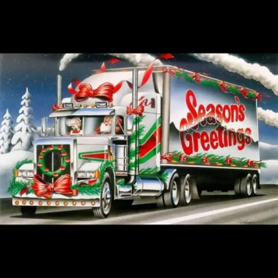 Men's Design By Humans Truck Driver Christmas Shirt Seasons Greetings By Galvanized Tank Top image {1}