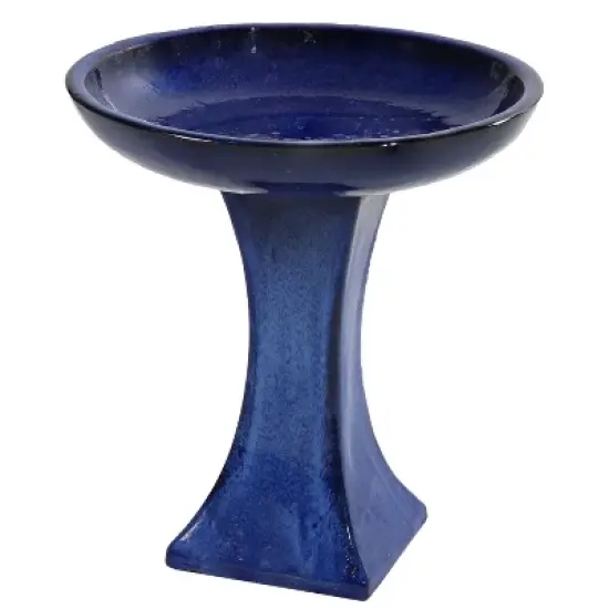 Sunnydaze Ceramic Bird Bath with Glazed Finish - Blue Glazed Finish - 16" H image {9}