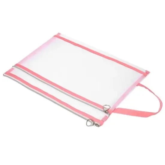 Unique Bargains Nylon A4 Mesh Zippered Clear Files Bag for Office Business with Handle image {9}