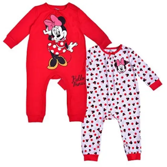Disney Baby Girl's 2-Pack Minnie Mouse Footless Coverall Jumpsuit Babywear Set for Infant image {6}